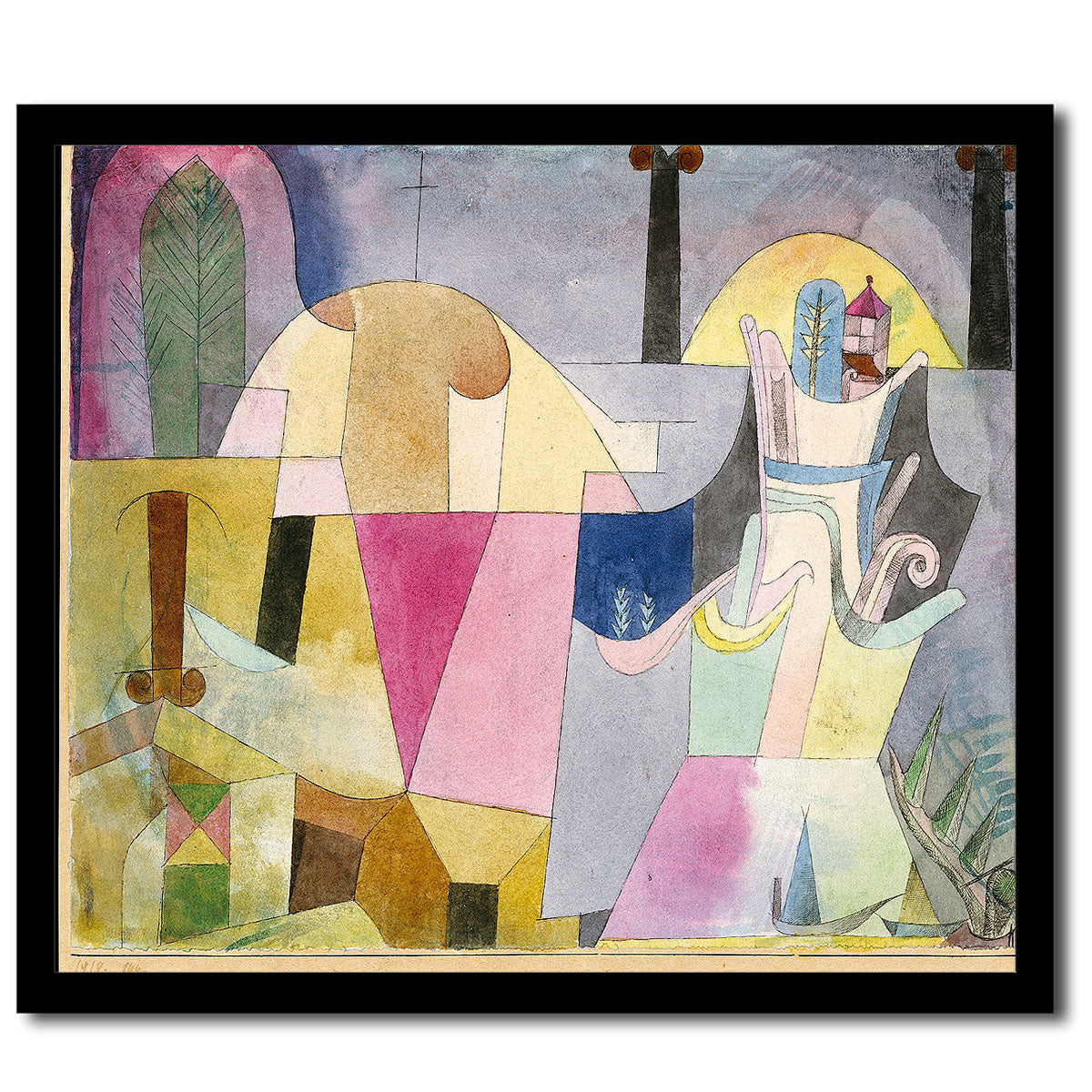 Black Columns in a Landscape (1919) by Paul Klee - Buy Print Only or Mounted with Choice of Accent Color