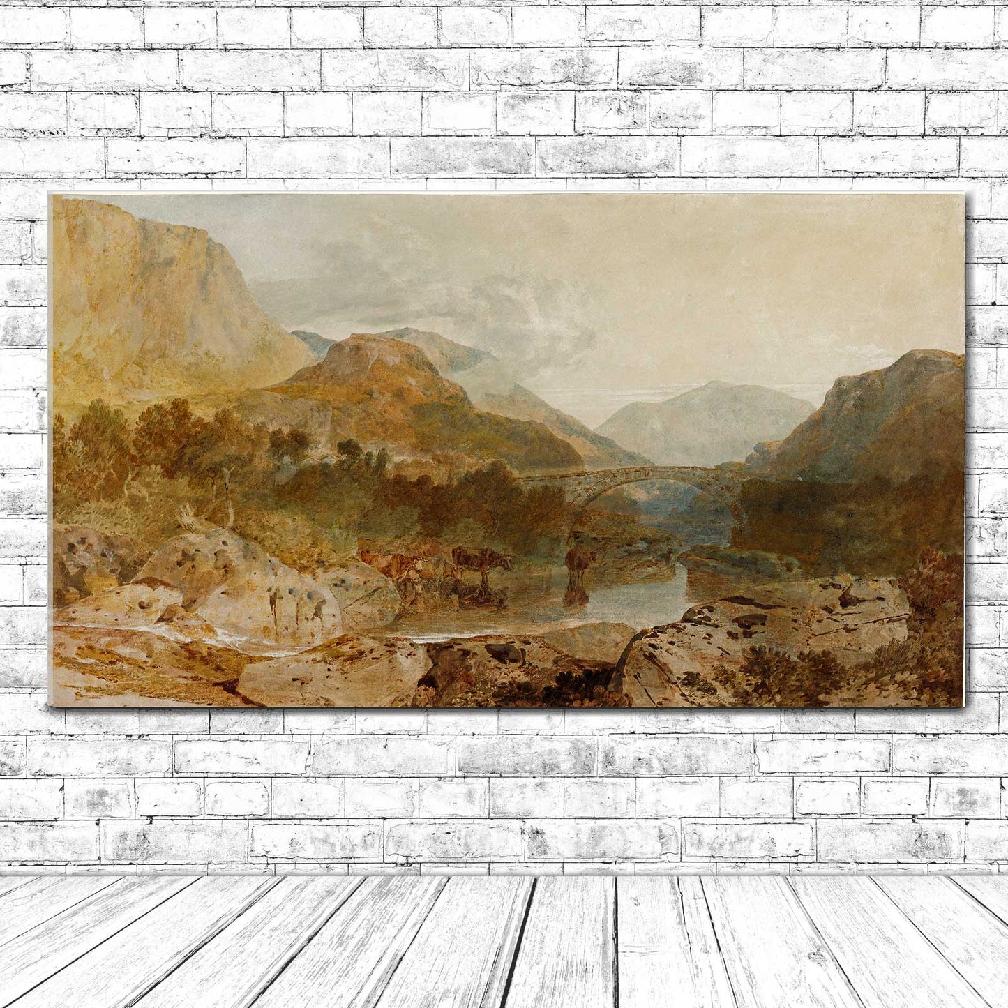 Borrowdale, with Longthwaite Bridge and Castle Crag by J.M.W. Turner - Buy Print Only or Mounted with Choice of Accent Color