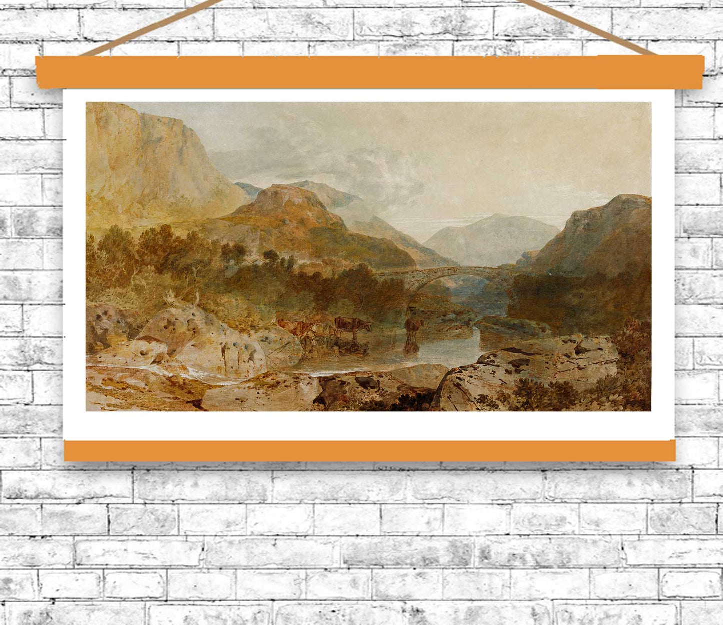 Borrowdale, with Longthwaite Bridge and Castle Crag by J.M.W. Turner - Buy Print Only or Mounted with Choice of Accent Color