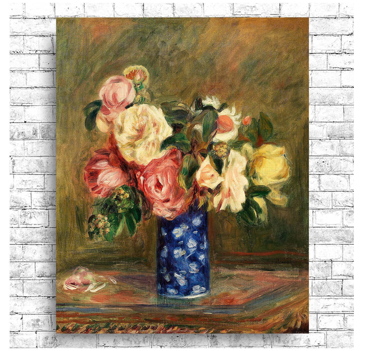 Bouquet of Roses by Pierre Renoir- Buy Print Only or Mounted with Choice of Accent Color