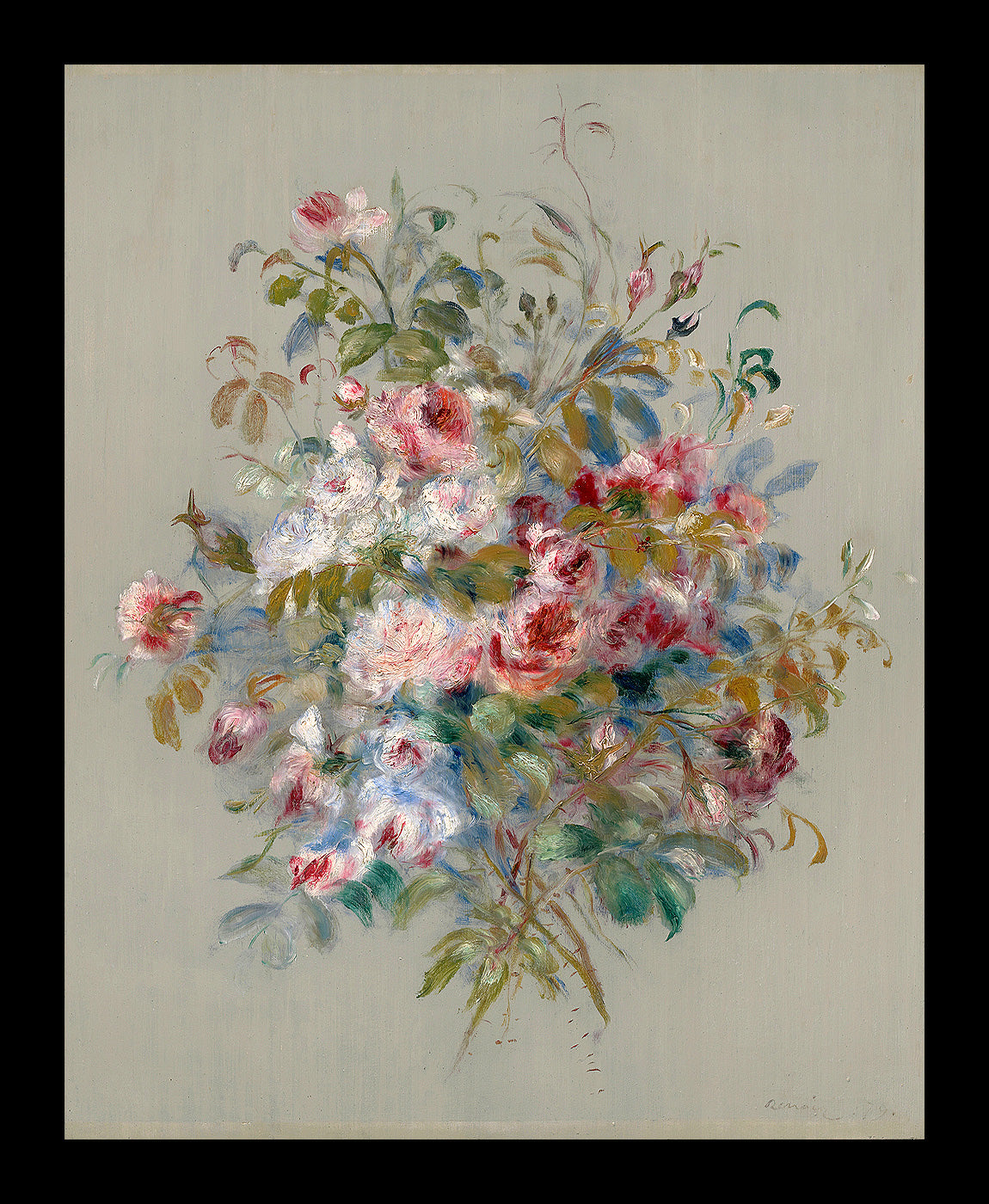 Bouquet of Roses (1879) by Pierre Renoir- Buy Print Only or Mounted with Choice of Accent Color