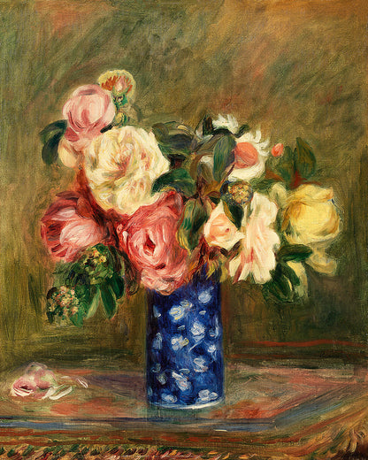 Vase with flowers on a table against a brown background