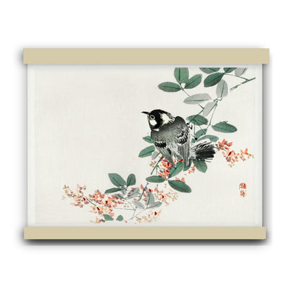 Black-capped chickadee by Kōno Bairei (1913) | Hanging Canvas Art | Choice of Board Colors