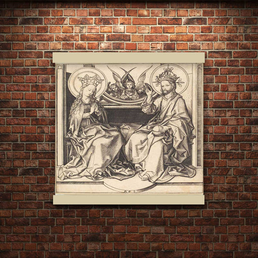 Christ Blessing the Virgin by Martin Schongauer 1490 | Hanging Canvas Art | Choice of Board Colors
