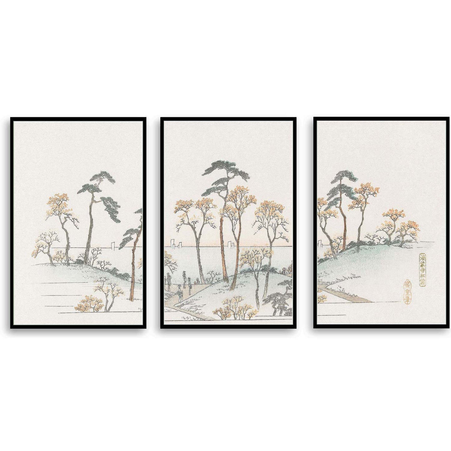 Kaianji Temple (1837-1844), vintage Japanese illustration by Utagawa Hiroshige  | Choose Style | Size & Trim Color