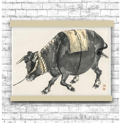 Black bull by Kōno Bairei (1913) | Hanging Canvas Art | Choice of Board Colors