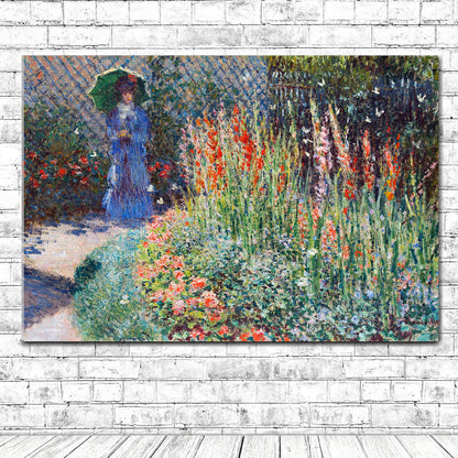 Monet's Rounded Flower Bed Giclée Print: Impressionist Art