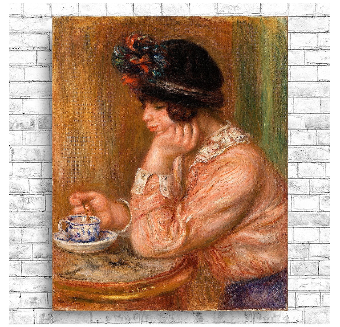 Cup of Chocolate by Pierre Renoir- Buy Print Only or Mounted with Choice of Accent Color
