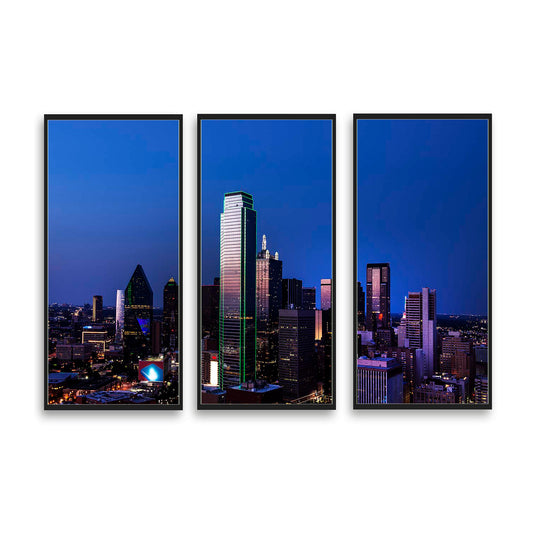 Dallas Skyline at Night| Multi-Paneled Prints | Choose Number of Panels| Total Size & Accent Color