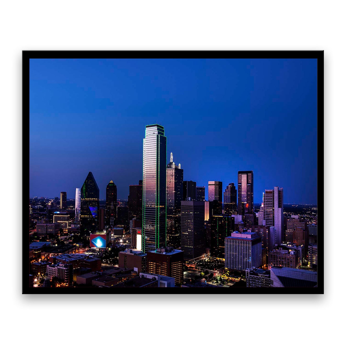 Dallas Skyline at Night  | Choose Style | Size & Trim Color
