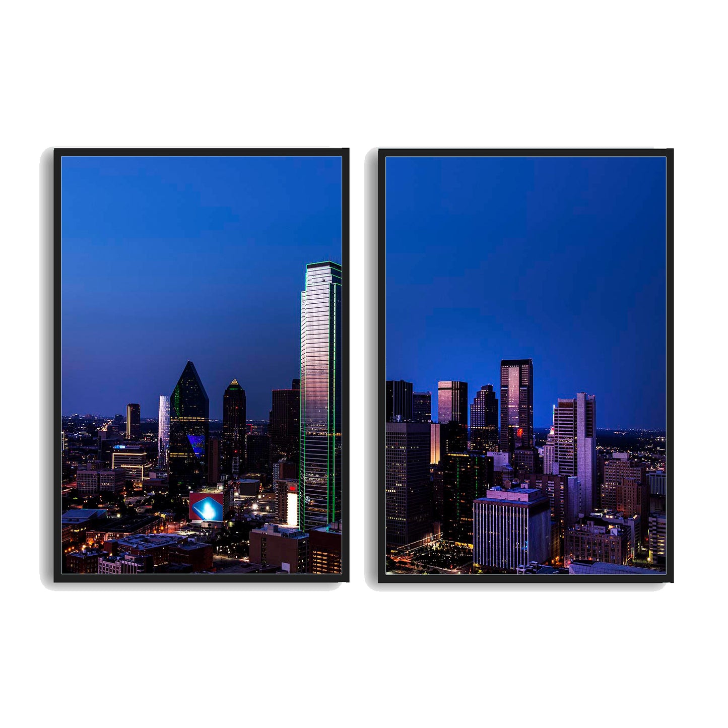Dallas Skyline at Night  | Choose Style | Size & Trim Color