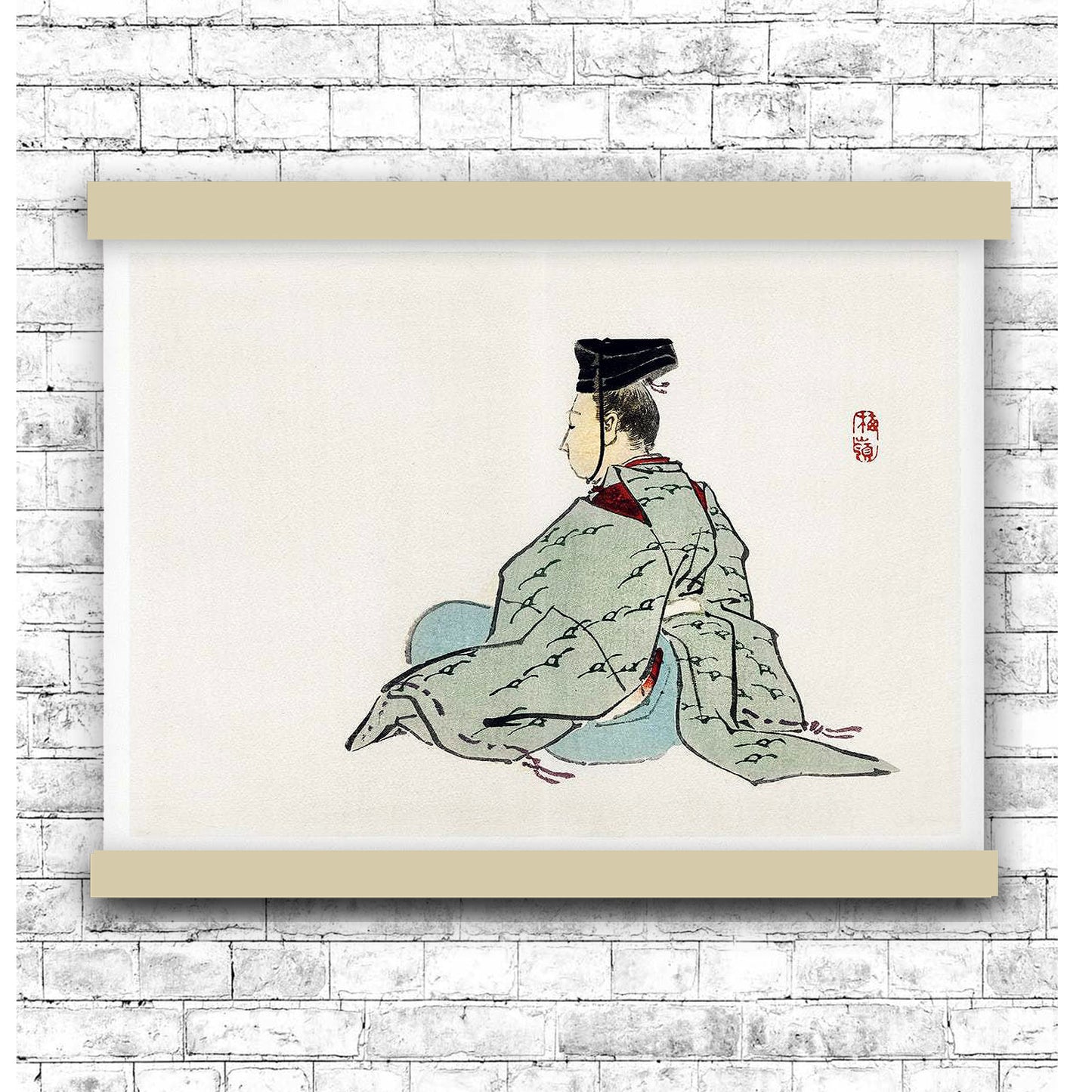Ancient japanese emperor by Kōno Bairei (1913) | Hanging Canvas Art | Choice of Board Colors