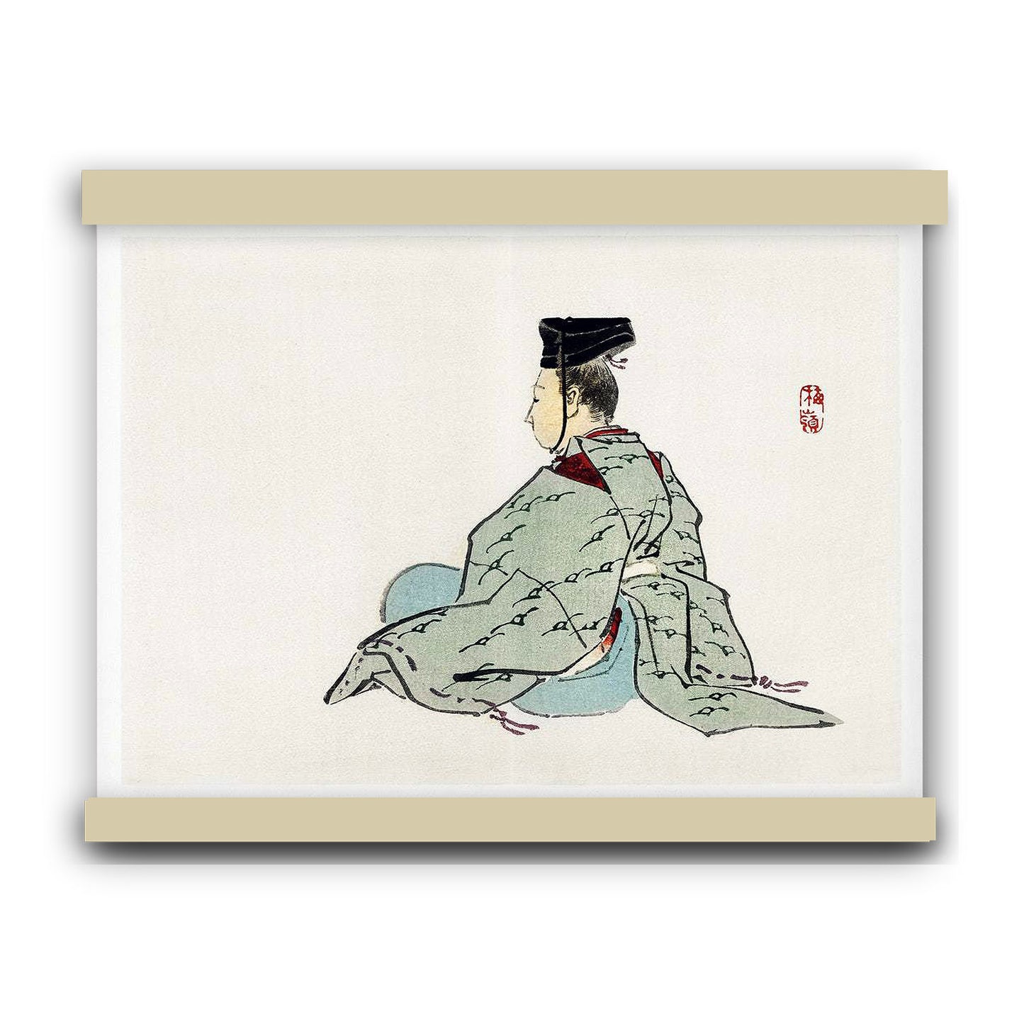 Ancient japanese emperor by Kōno Bairei (1913) | Hanging Canvas Art | Choice of Board Colors