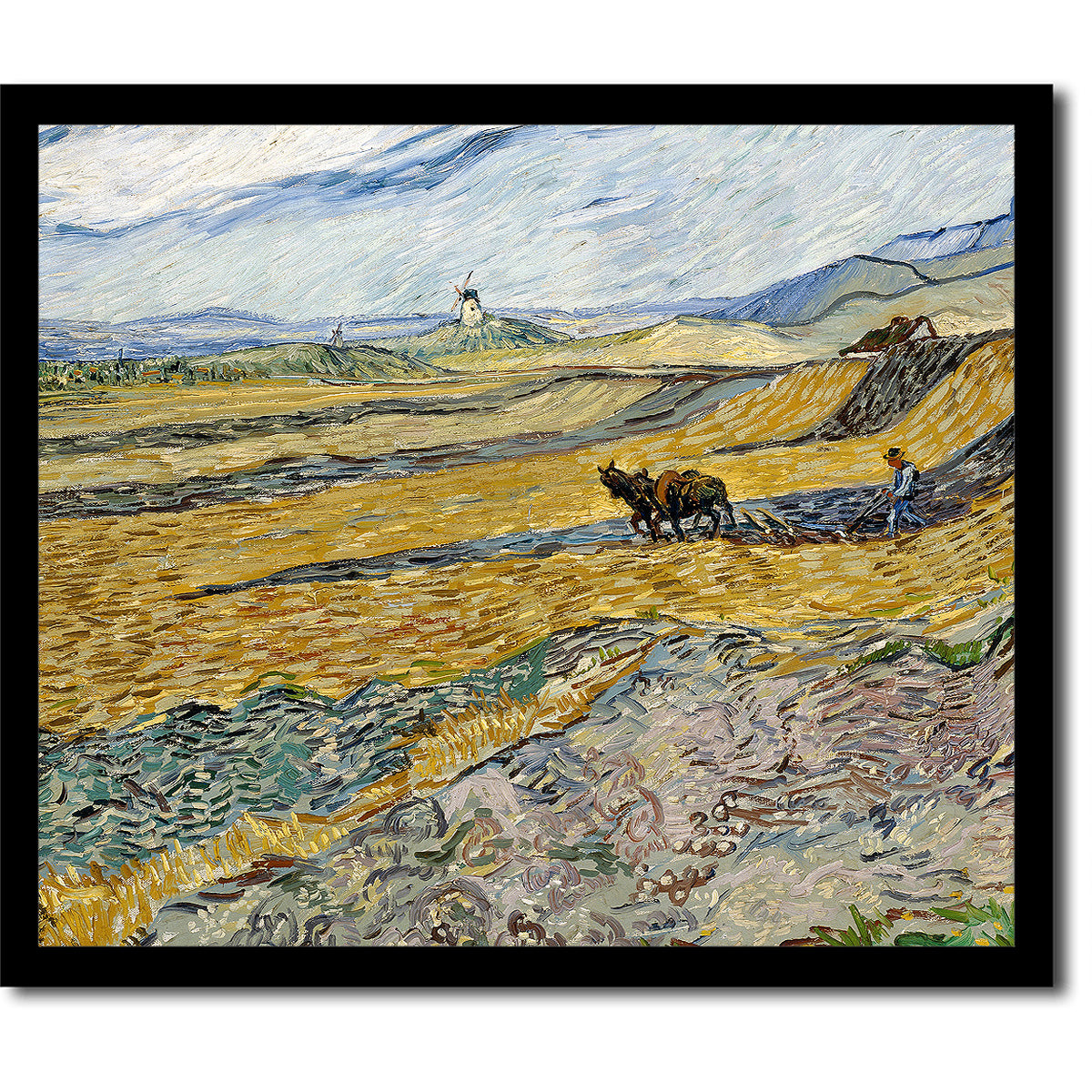 Enclosed Field with Ploughman by Vincent van Gogh - Buy Print Only or Mounted with Choice of Accent Color