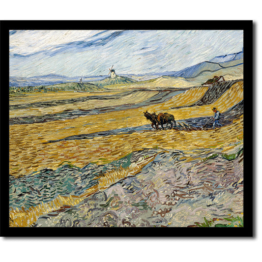 Enclosed Field with Ploughman by Vincent van Gogh - Buy Print Only or Mounted with Choice of Accent Color
