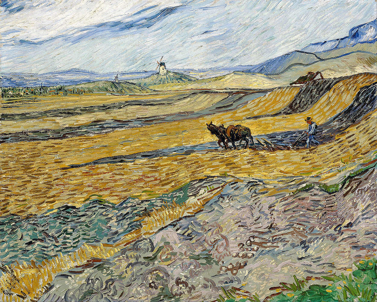 Enclosed Field with Ploughman by Vincent van Gogh - Buy Print Only or Mounted with Choice of Accent Color