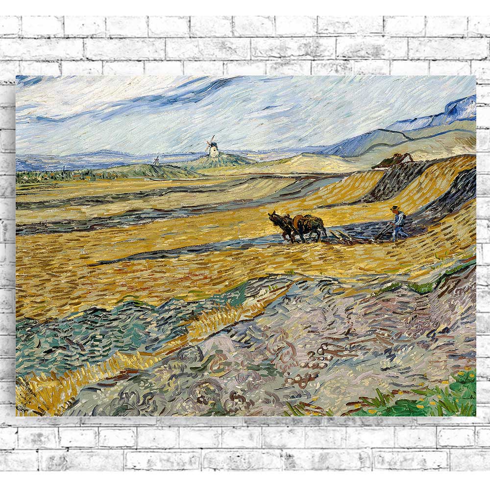 Enclosed Field with Ploughman by Vincent van Gogh - Buy Print Only or Mounted with Choice of Accent Color