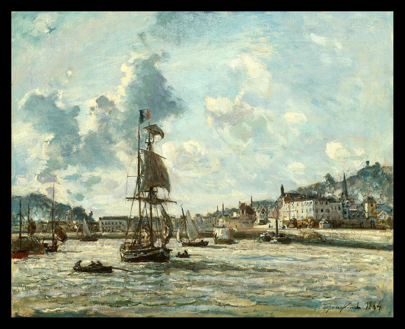 Entrance to the Port of Honfleur by Johan Jongkind- Buy Print Only or Mounted with Choice of Accent Color