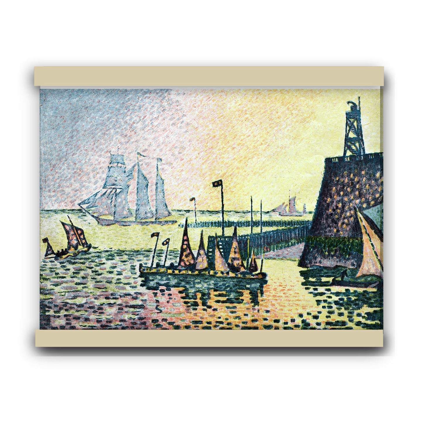 Evening, The Jetty at Vlissingen (1898) by Paul Signac | Hanging Canvas Art | Choice of Board Colors