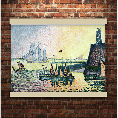 Evening, The Jetty at Vlissingen (1898) by Paul Signac | Hanging Canvas Art | Choice of Board Colors