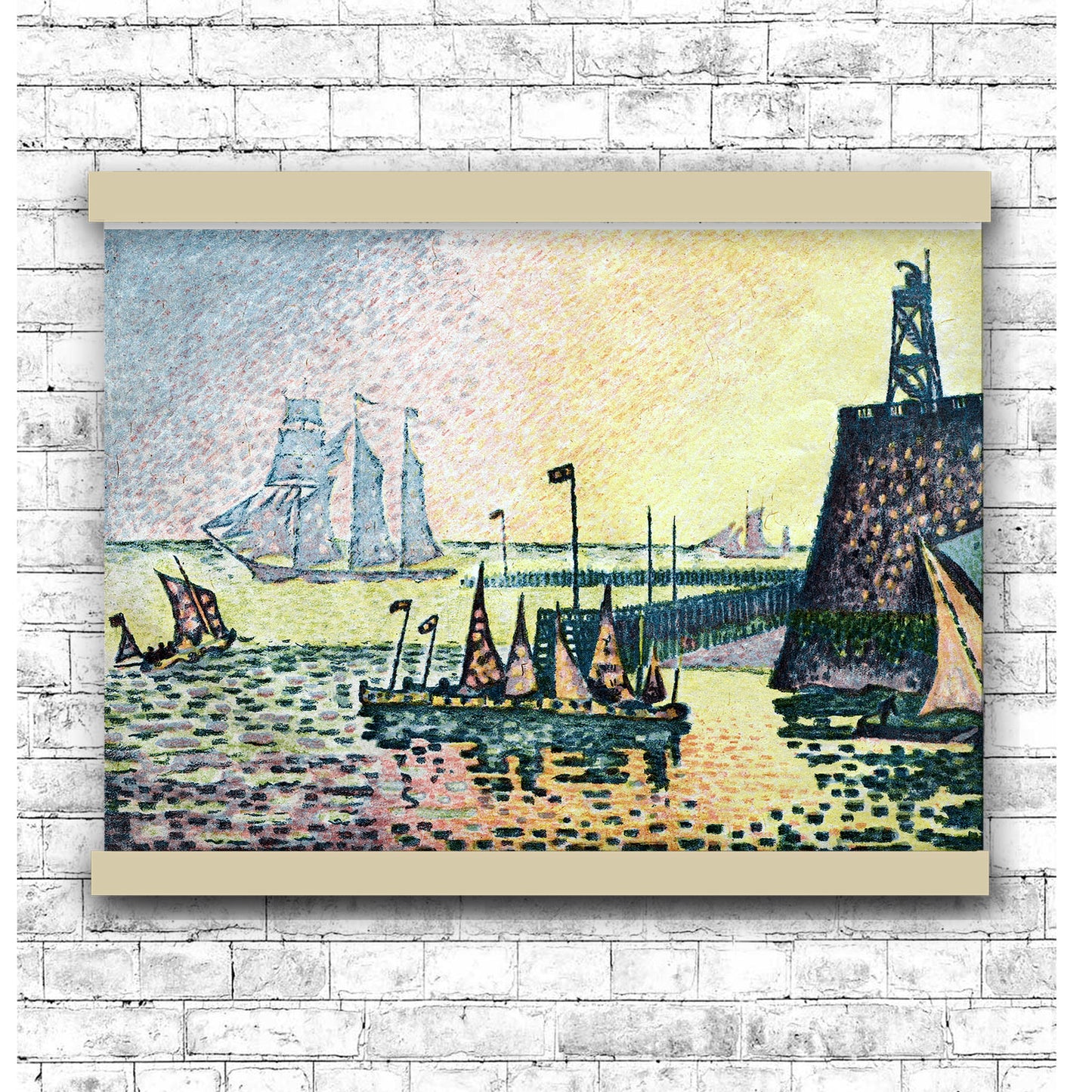Evening, The Jetty at Vlissingen (1898) by Paul Signac | Hanging Canvas Art | Choice of Board Colors