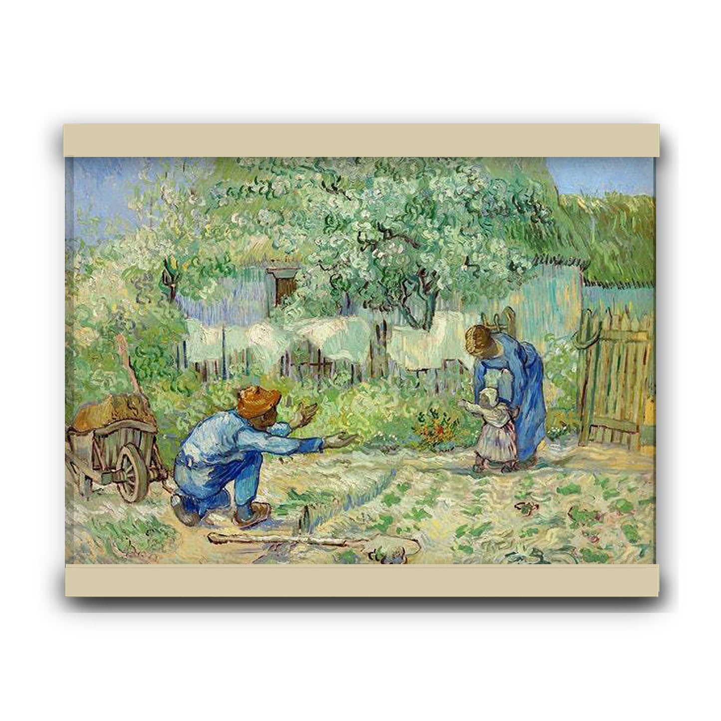 First Steps, after Millet (1890) by Vincent Van Gogh (Enhanced digitally) | Hanging Canvas Art | Choice of Board Colors