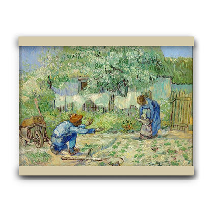 First Steps, after Millet (1890) by Vincent Van Gogh (Enhanced digitally) | Hanging Canvas Art | Choice of Board Colors