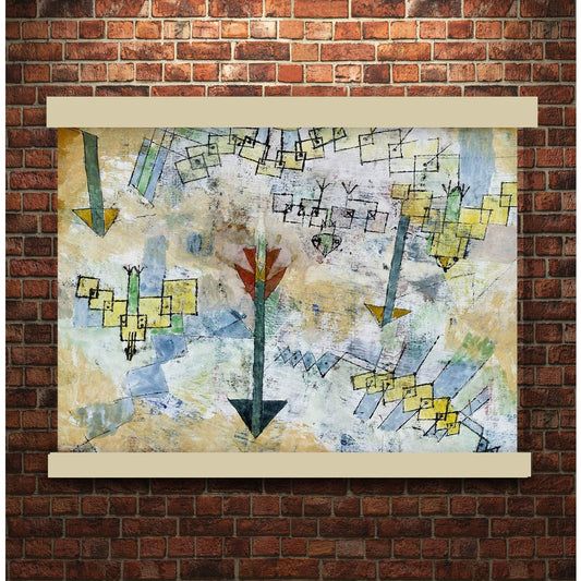 Birds Swooping Down and Arrows (1919) by Paul Klee | Hanging Canvas Art | Choice of Board Colors