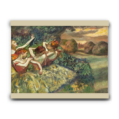 Four Dancers (ca. 1899) painting in high resolution by Edgar Degas | Hanging Canvas Art | Choice of Board Colors