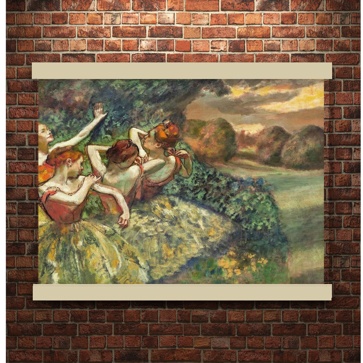 Four Dancers (ca. 1899) painting in high resolution by Edgar Degas | Hanging Canvas Art | Choice of Board Colors