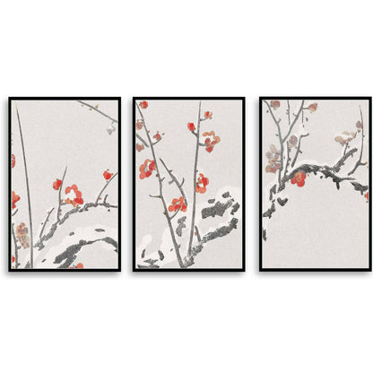 Flowering Plums in Snow  | Choose Style | Size & Trim Color