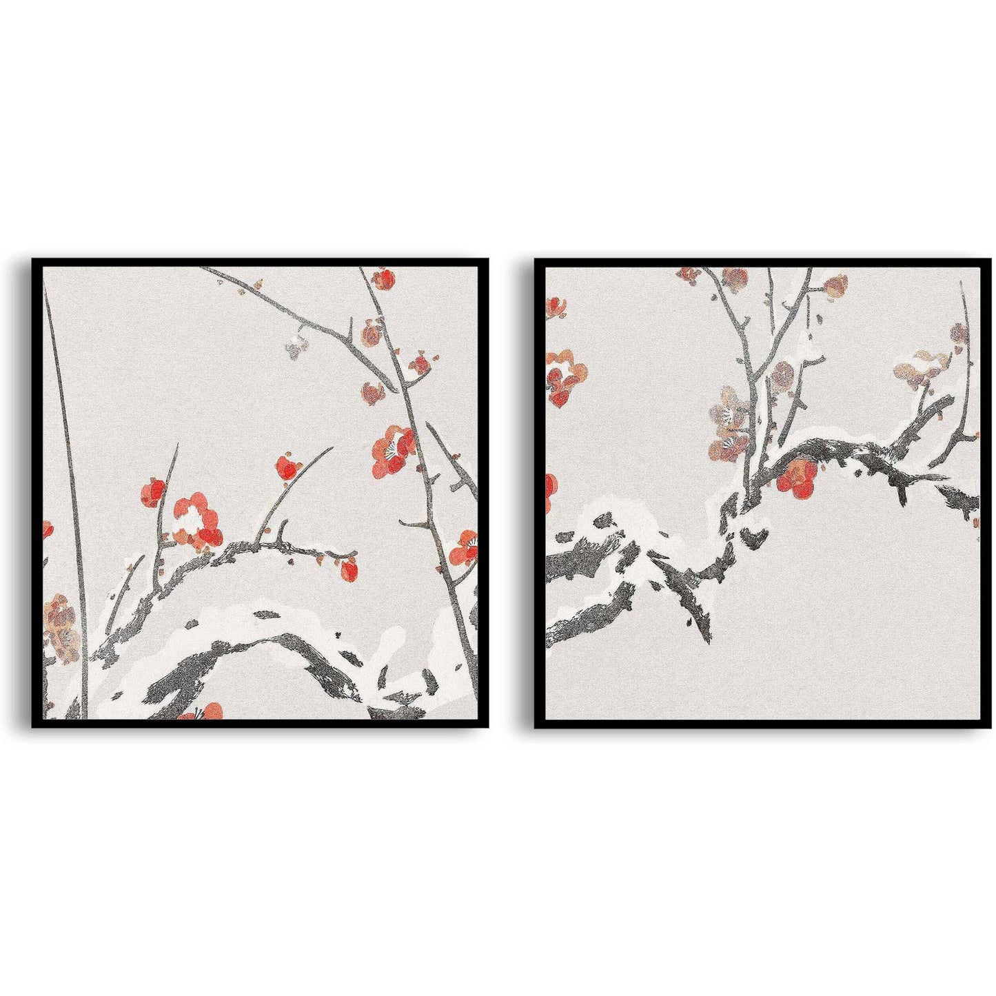 Flowering Plums in Snow  | Choose Style | Size & Trim Color