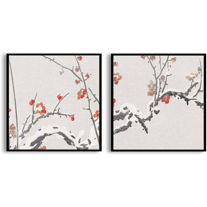 Flowering Plums in Snow  | Choose Style | Size & Trim Color