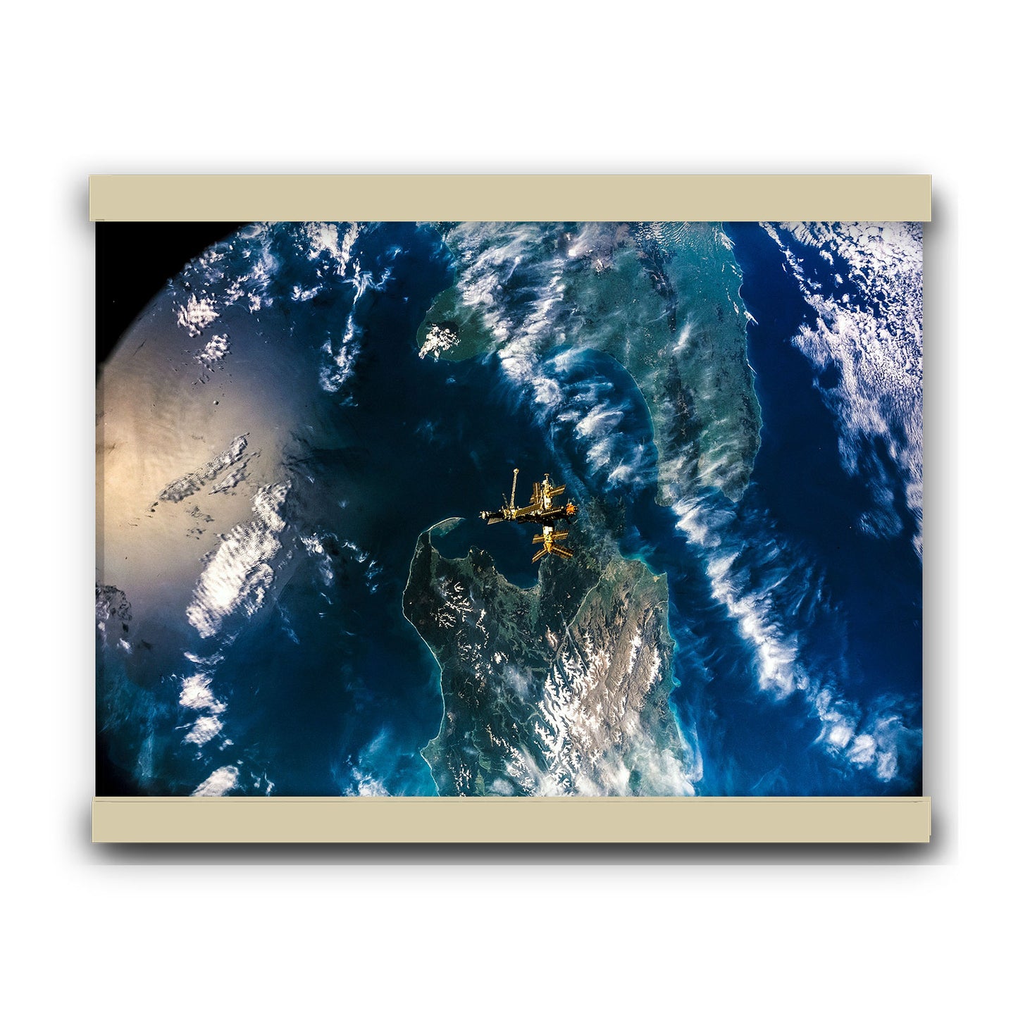 Full Mir over New Zealand, from the space shuttle Atlantis | Hanging Canvas Art | Choice of Board Colors