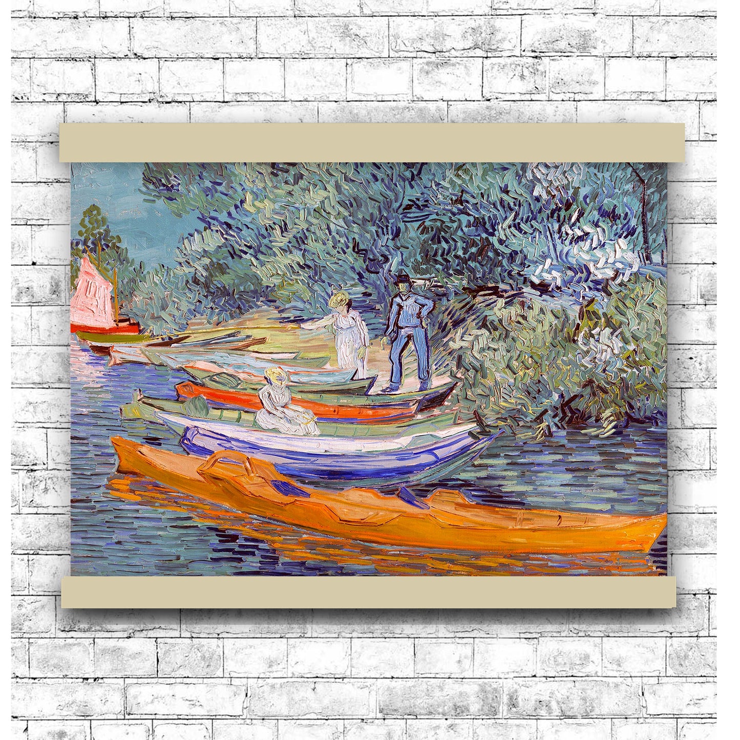 Bank of the Oise at Auvers (1890) by Vincent van Gogh | Hanging Canvas Art | Choice of Board Colors