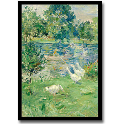 Girl in a Boat with Geese (c. 1889) Berthe Morisot - Buy Print Only or Mounted with Choice of Accent Color (Copy)