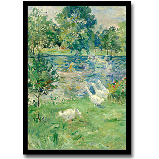 Girl in a Boat with Geese (c. 1889) Berthe Morisot - Buy Print Only or Mounted with Choice of Accent Color (Copy)