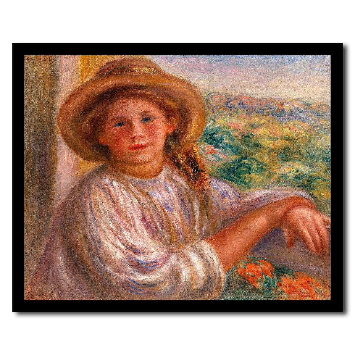 Girl on a Balcony by Pierre Renoir - Buy Print Only or Mounted with Choice of Accent Color