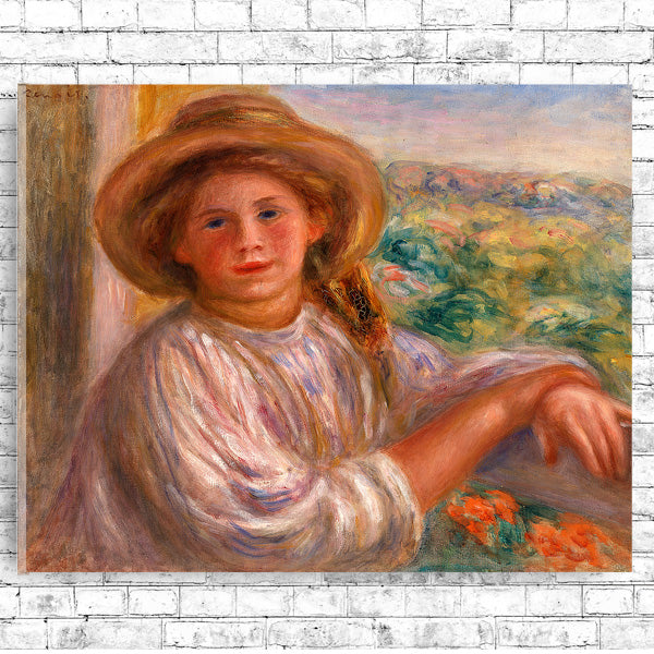 Girl on a Balcony by Pierre Renoir - Buy Print Only or Mounted with Choice of Accent Color