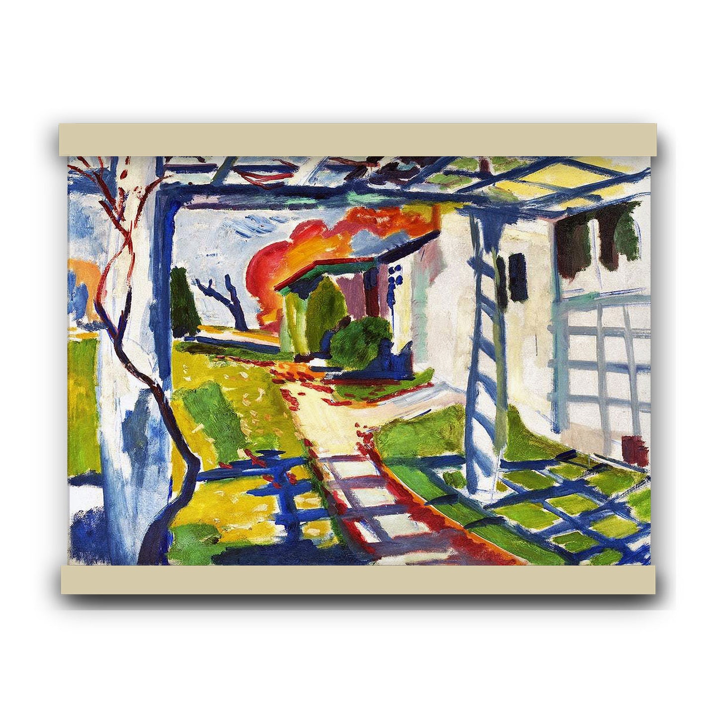 Grape Arbor (ca.1915) by Henry Sayen | Hanging Canvas Art | Choice of Board Colors
