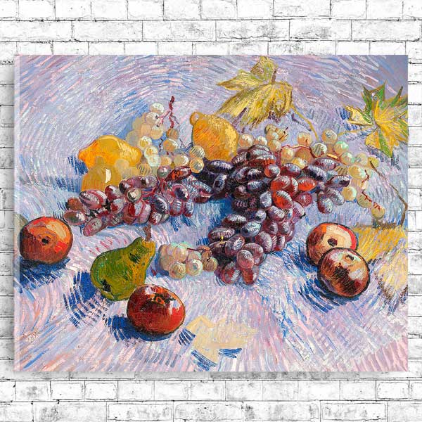 Grapes, Lemons, Pears, and Apples by Vincent van Gogh - Buy Print Only or Mounted with Choice of Accent Color