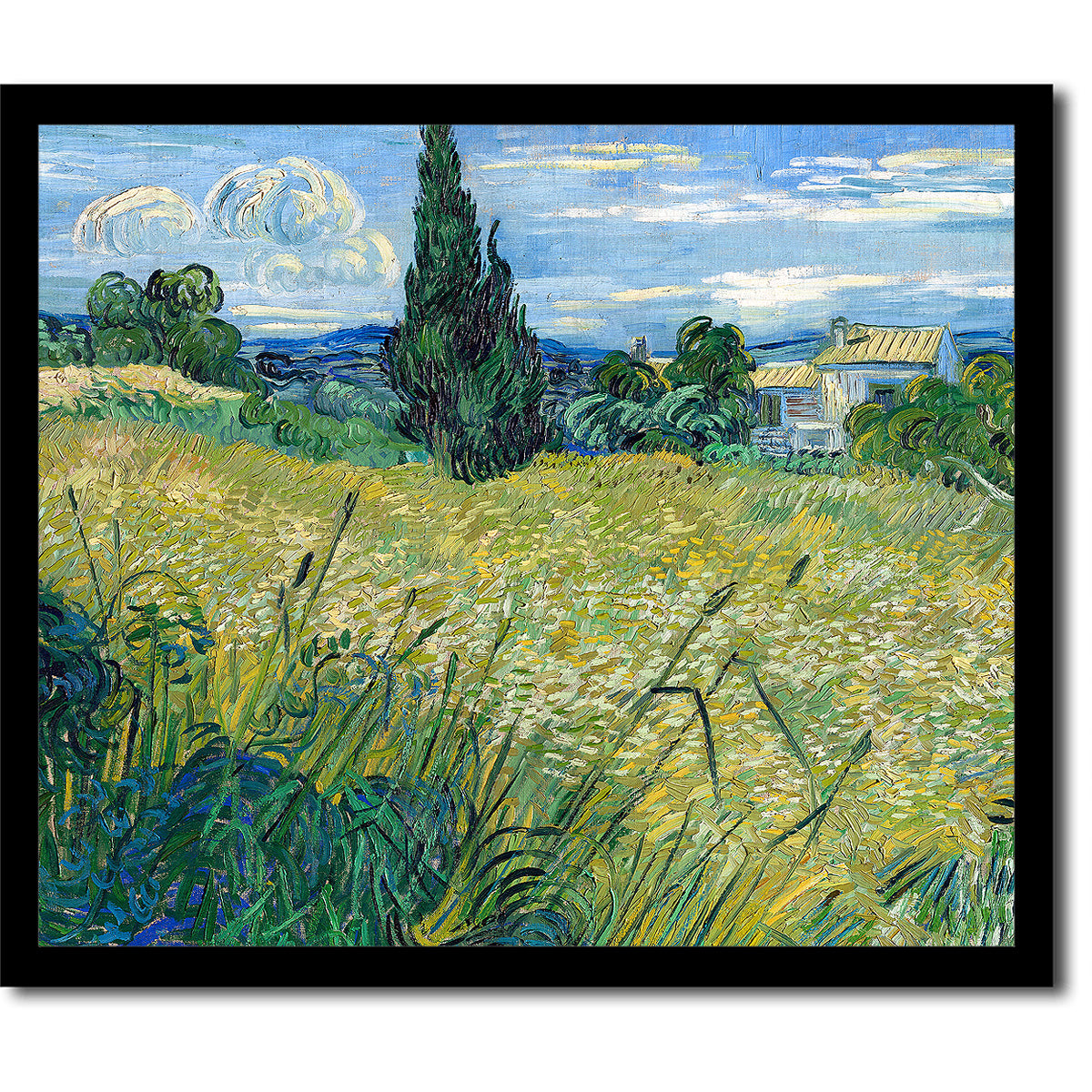 Green Wheat Field with Cypress (1889) by Vincent van Gogh - Buy Print Only or Mounted with Choice of Accent Color