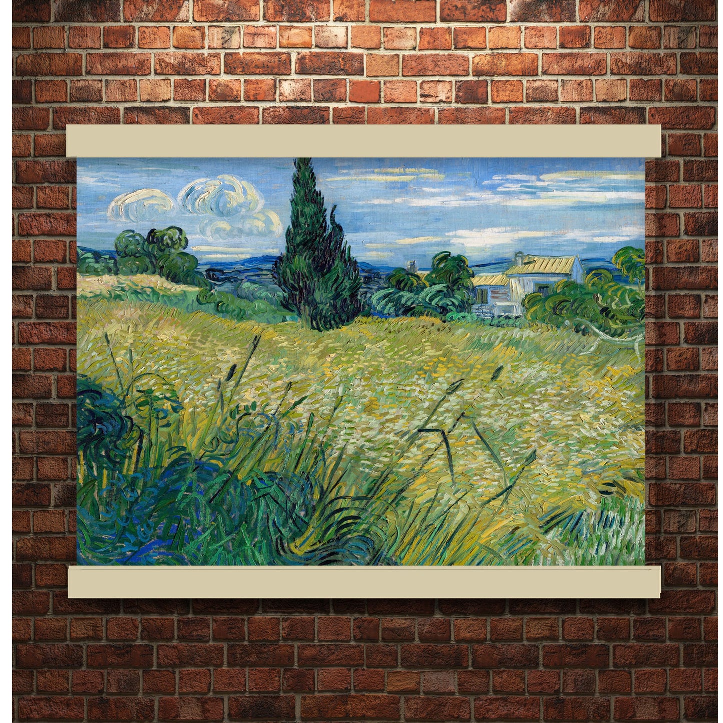 Green Wheat Field with Cypress (1889) by Vincent van Gogh | Hanging Canvas Art | Choice of Board Colors