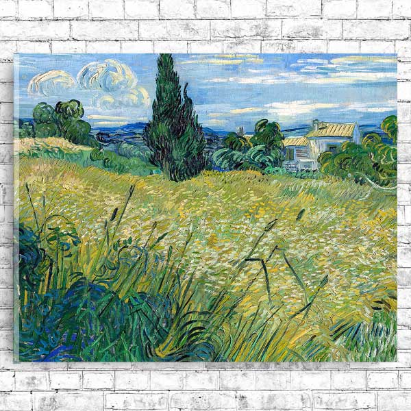 Green Wheat Field with Cypress (1889) by Vincent van Gogh - Buy Print Only or Mounted with Choice of Accent Color