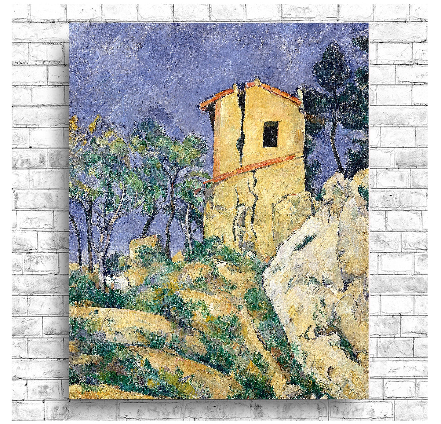 The House with the Cracked Walls by Paul Cezanne - Buy Print Only or Mounted with Choice of Accent Color