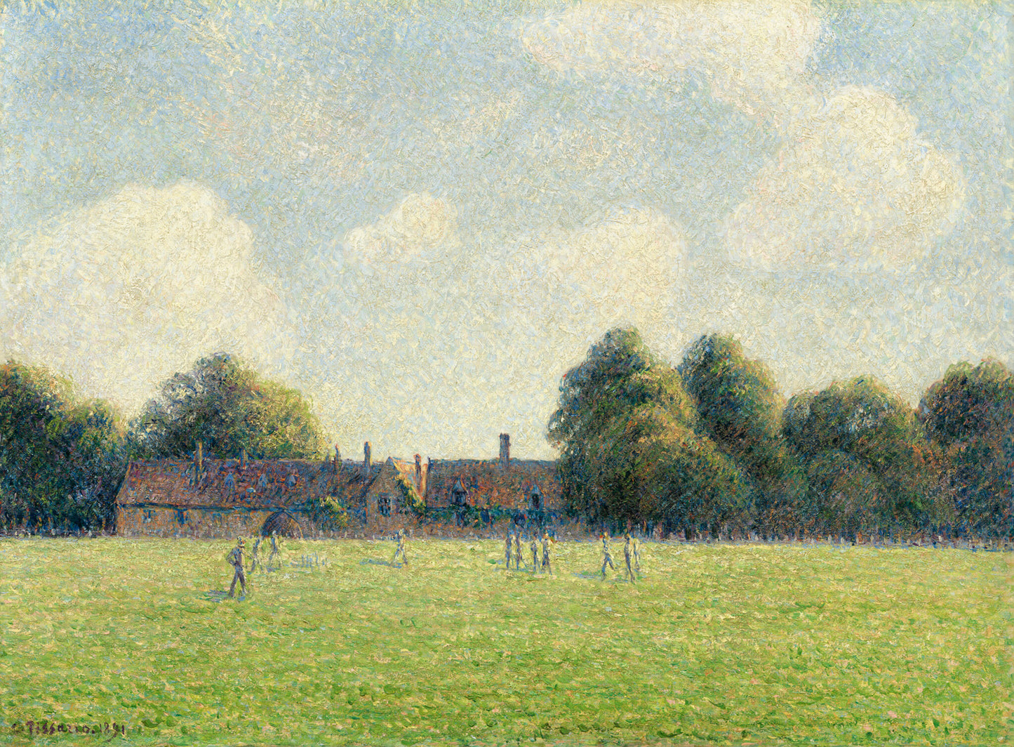 Hampton Court Green (1891) by Camille Pissarro - Buy Framed, Tapestry Hung, Border Wrapped, or Print Only, with Color Choice