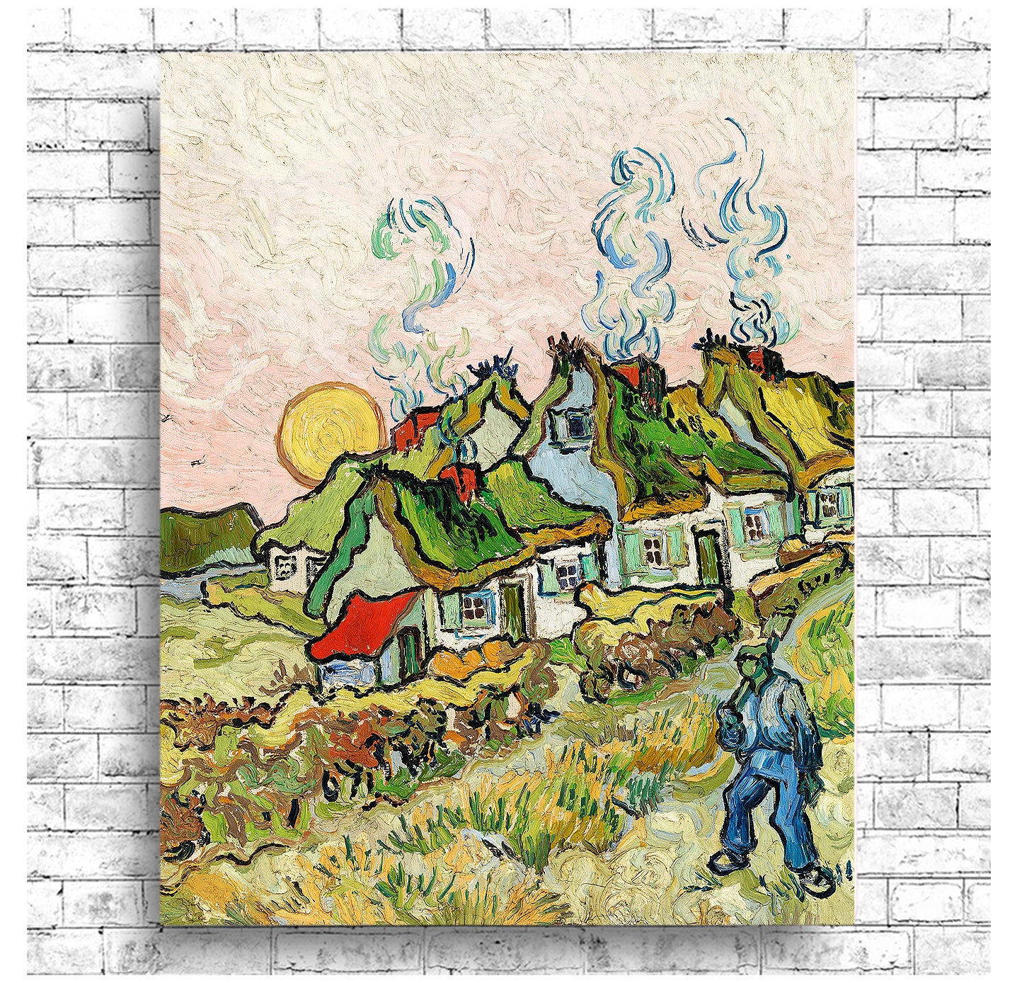Houses and Figure (1890) by Vincent Van Gogh - Buy Print Only or Mounted with Choice of Accent Color
