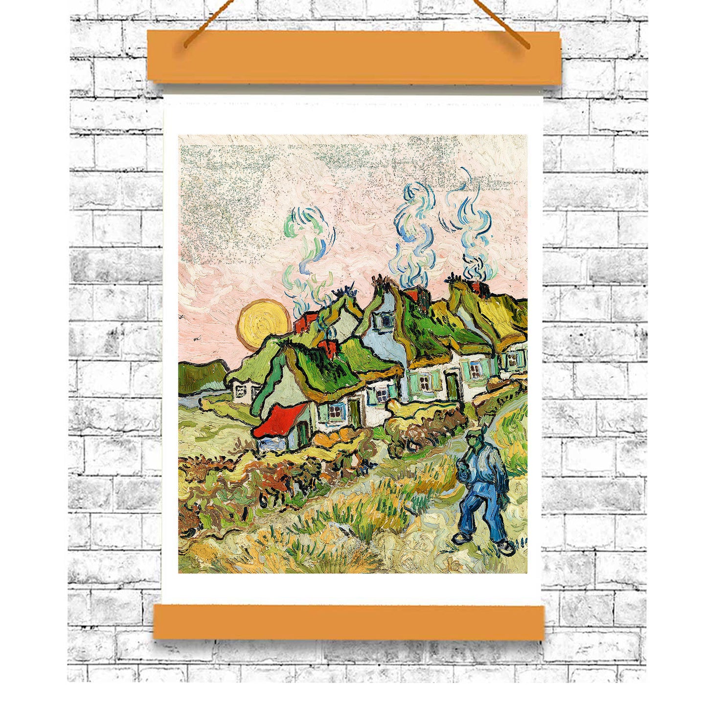 Houses and Figure (1890) by Vincent Van Gogh - Buy Print Only or Mounted with Choice of Accent Color