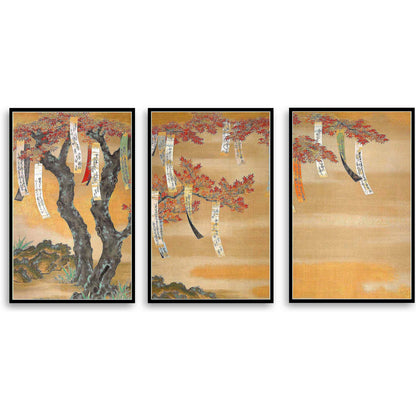 Japanese Autumn Maple of Poem Slips  | Choose Style | Size & Trim Color