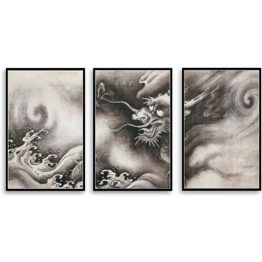 Japanese dragon (16th century) vintage painting by Yamada Dōan  | Choose Style | Size & Trim Color